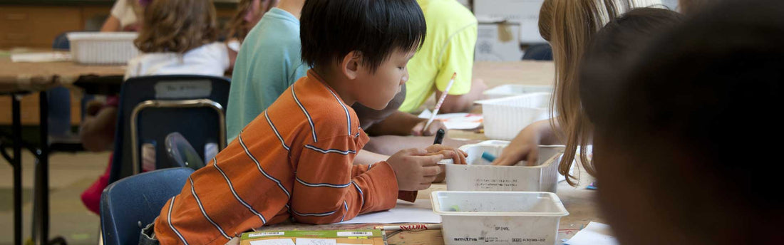 Kids drawing in school