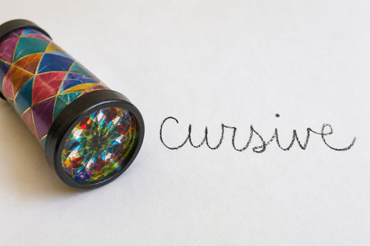 Kaleidoscope next to the word “cursive”