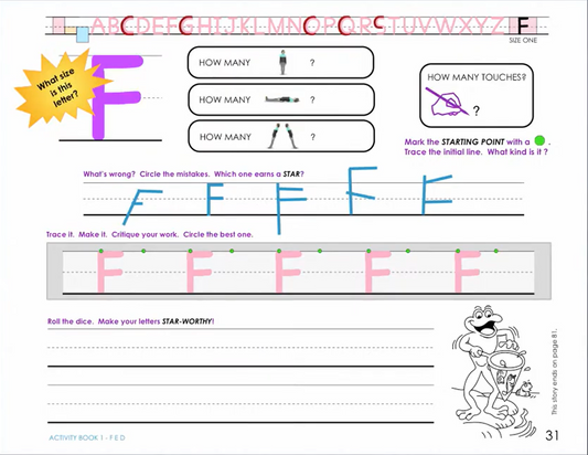 A page from a children’s handwriting workbook