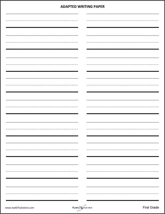 Handwriting Practice Paper | Real OT Solutions® | Adaptive Paper for ...