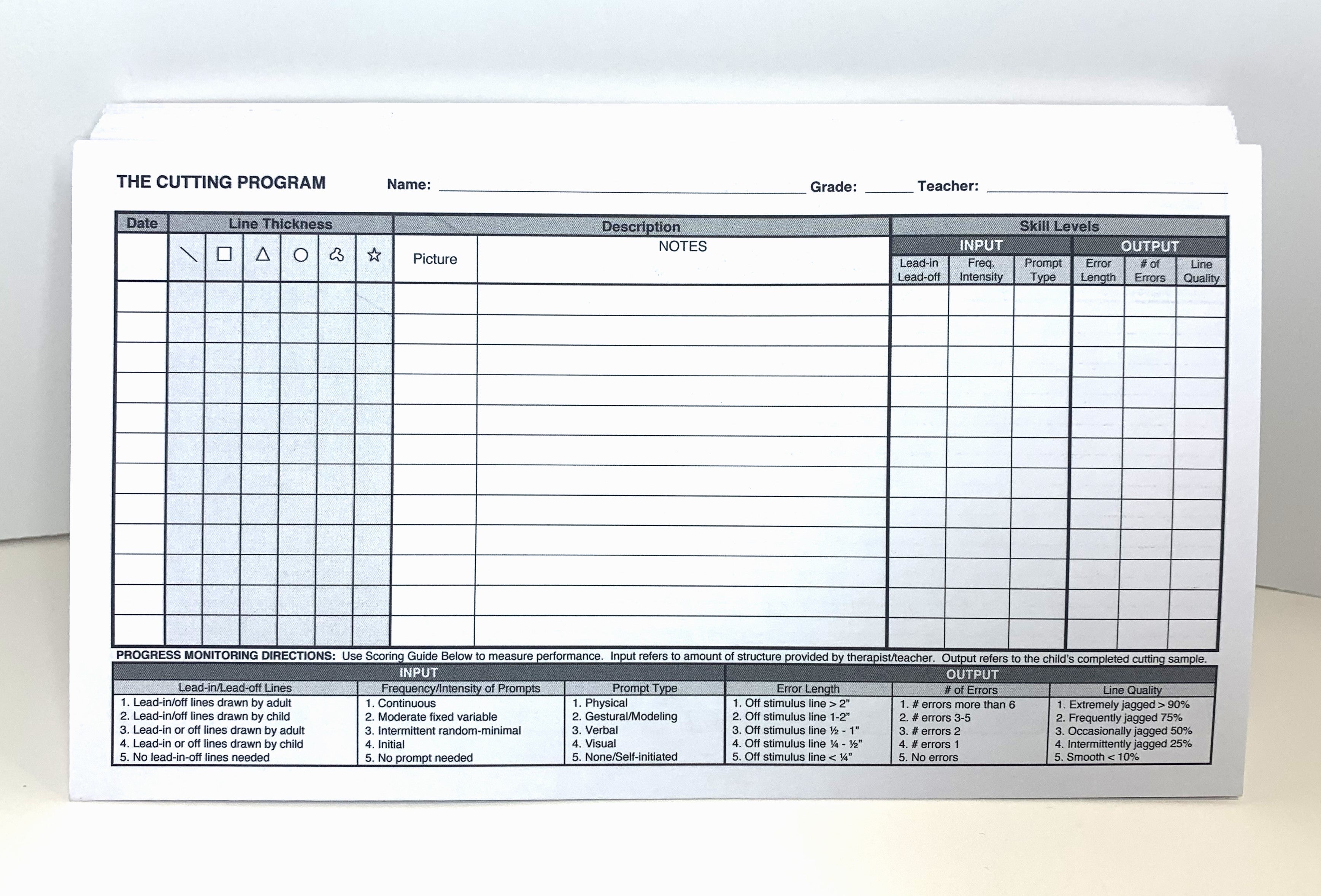 Cutting Program Progress Monitoring Form: The Cutting Program Progress