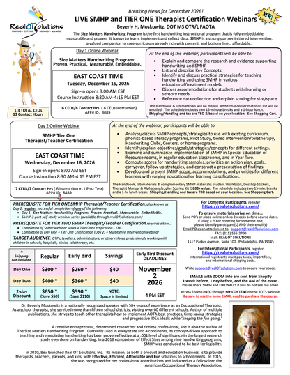LIVE SMHP & Tier One Therapist Certification: Therapist Certification Webinars - December 2026