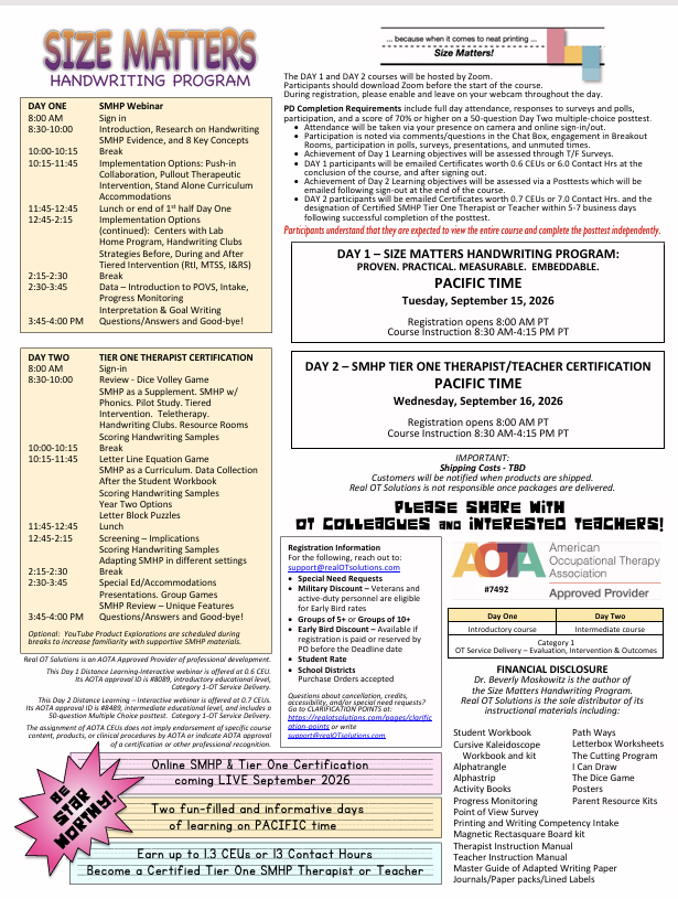 LIVE SMHP & Tier One Therapist Certification: Therapist Certification Webinars - September 2026