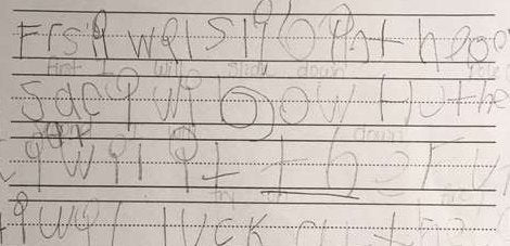 Before writing sample from 2nd grade child with learning disability